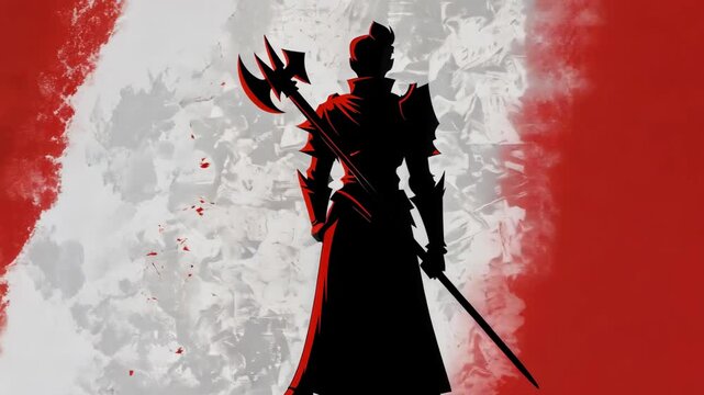 Vector art of a tall knight girl with a spiked mace and shield