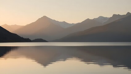 Obraz premium Serene Mountain Lake Reflections at Sunrise – Calm and Peaceful Nature