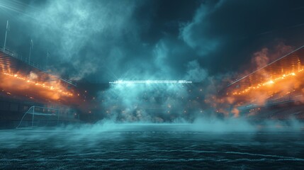 Stormy Night Stadium Lights with Smoke