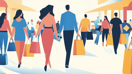 Excited Shoppers in Crowded Store During Black Friday Sales