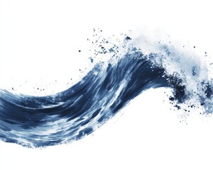 Obraz premium Flowing wave with splashes on a white isolated background.