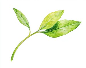 Obraz premium Green leaves on a white isolated background.