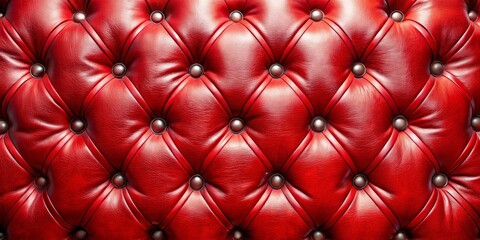Fototapeta premium Red Leather Upholstery with Diamond Pattern and Buttons, Texture, Background, Upholstery