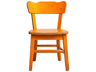 Vintage Wooden Chair with Bright Orange Finish