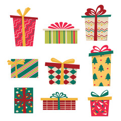 Festive Christmas Gift Box Illustrations Set – Perfect for Holiday Projects and Designs