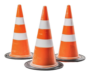 PNG Row of traffic cones at a construction site