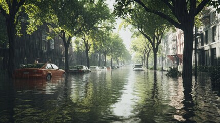Obraz premium Flooded City Street