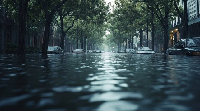 Flooded Street in the City