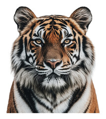Fototapeta premium PNG Majestic tiger portrait showcasing fierce beauty
