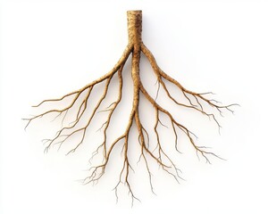 Tree roots displayed on white isolate background.