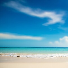 Fototapeta premium Relaxing beach scene with white sand, turquoise water, and gentle waves