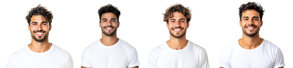 Portrait of smiling young man brunet set isolated Png, transparent without background.