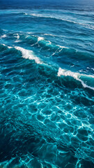 波に揺れる泡が浮かぶターコイズブルーの美しい海の自然な質感。生成AI