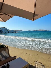 beach with umbrellas