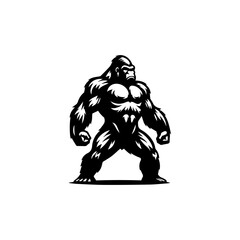 Standing Gorilla Logo Design showcasing strength and power. Perfect for brands seeking a rugged or wild