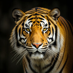 Naklejka premium Head of a wild tiger on defocused blackground