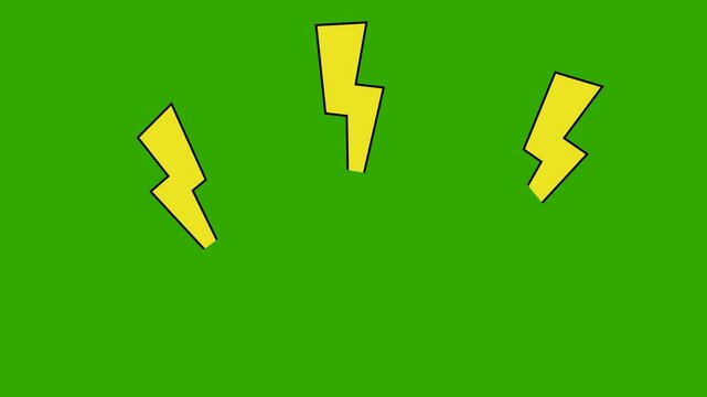 looping animation cartoon of thunder green screen. 4k footage suitable for memes on head