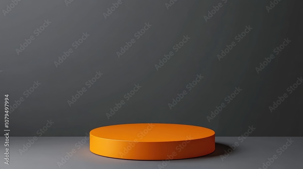 Aufkleber minimalist 3d backdrop for showcasing products circular orange pedestal against a gray backdrop 3d r