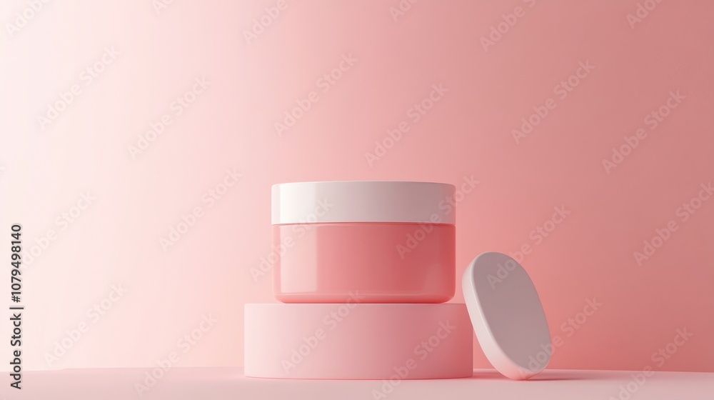 Poster 3d abstract render featuring a minimal design for beauty and skincare product packaging mockup on a 