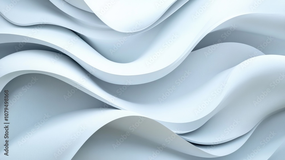 Aufkleber Abstract white waves with overlapping 3D soft pastel paper texture create a visually appealing background for presentation design or business illustration