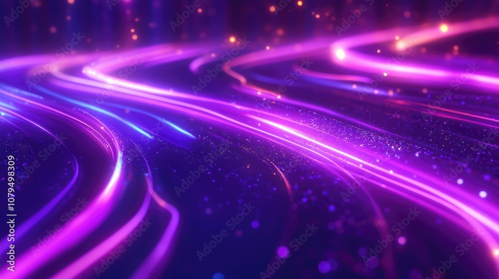 Poster neon light curves and waves creating a futuristic scene wallpaper