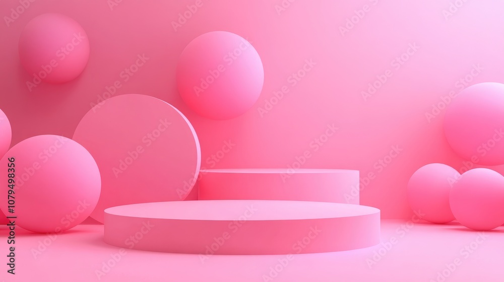 Poster 3d background featuring pink podiums abstract minimal podium setting