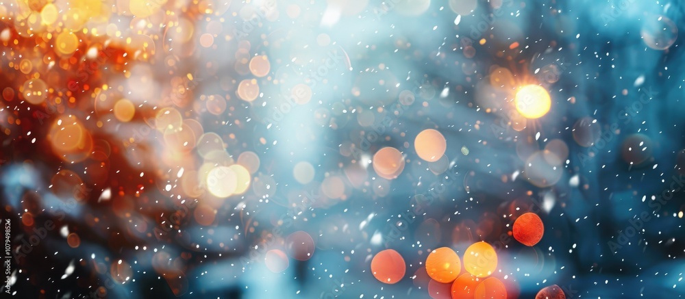 Poster abstract winter background in the streets bokeh