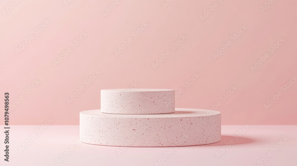 Aufkleber 3d illustration of a geometric pastel cylinder podium for showcasing cosmetic products mockup design