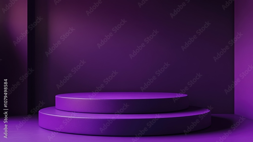 Poster purple podium for showcasing products 3d rendering