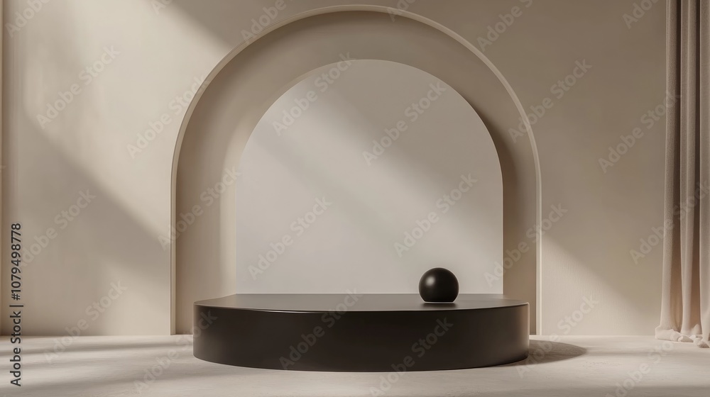 Poster 3d rendering of a blank backdrop for cream cosmetics featuring a modern black podium