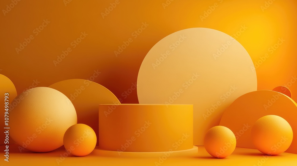 Leinwandbilder 3d rendered abstract background featuring geometric shapes and a podium for product presentation sho