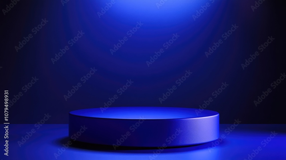 Poster 3D blue cylindrical podium with a minimalist studio backdrop Abstract geometric shape illustration rendering Display for technology products