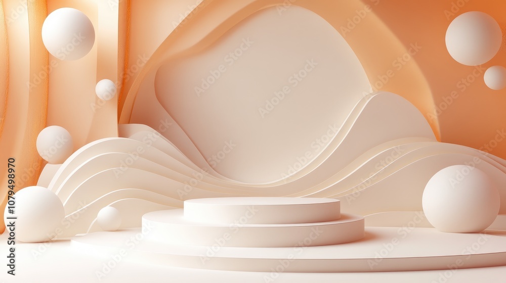 Poster stylish and captivating abstract background featuring elements minimalistic design and pedestal 3d i