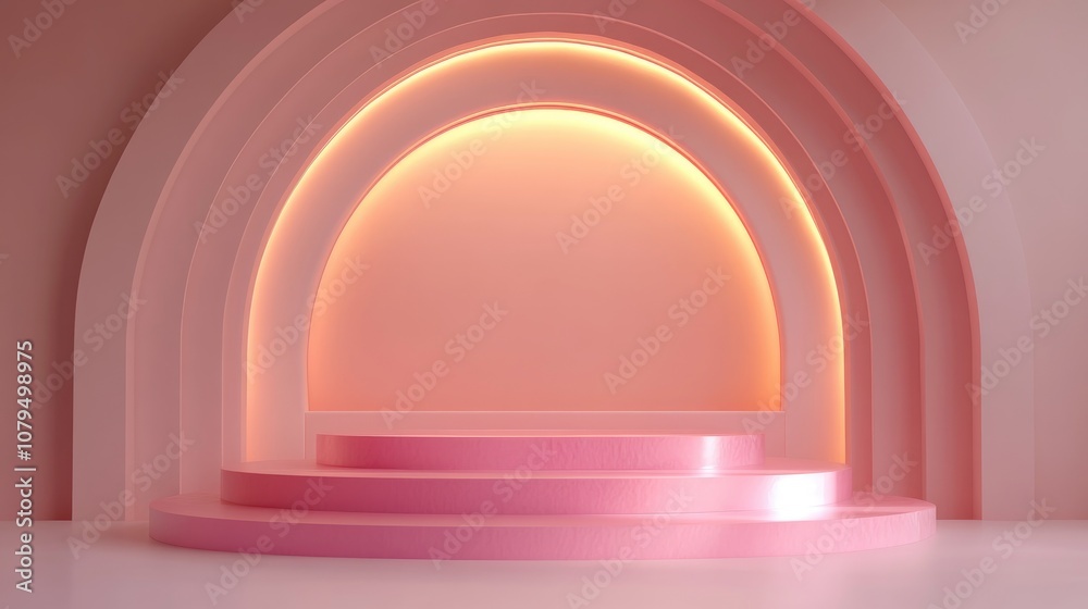 Aufkleber 3d rendering of a realistic podium with a background