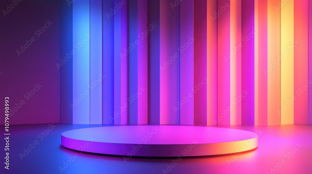 Poster 3d rendering of a vibrant studio podium backdrop ideal for product promotion and presentation showca