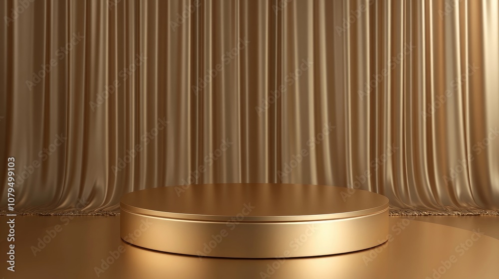 Poster 3d rendering of a seamless background for cosmetic products with a modern gold podium design