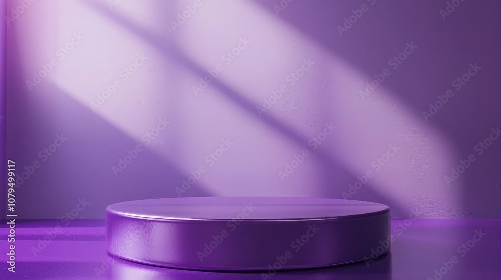 Aufkleber 3d rendering of a purple abstract background featuring a cylindrical podium for products