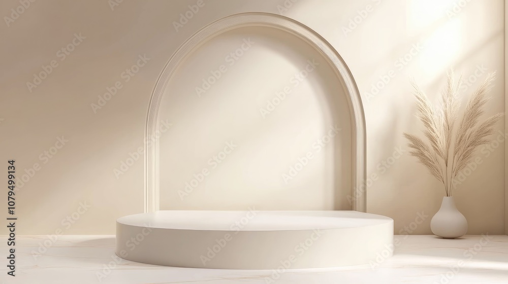 Poster 3D podium background with an empty product display shelf
