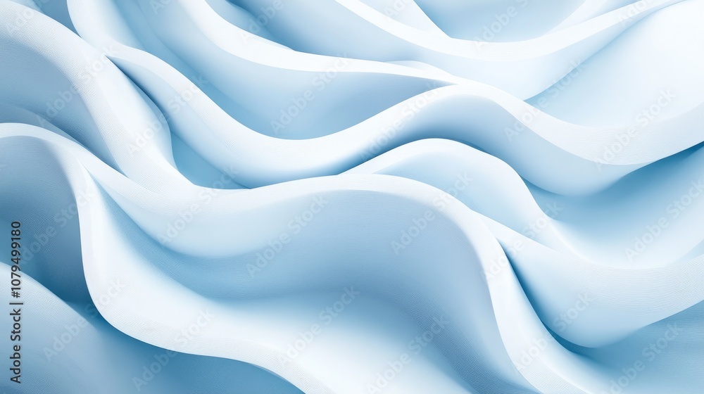Poster Abstract white waves with overlapping 3D soft pastel paper texture create a visually appealing background for presentation design or business illustration