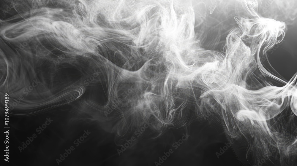 Poster abstract background featuring intricate swirls and soft fog captivating mist elegant black and white