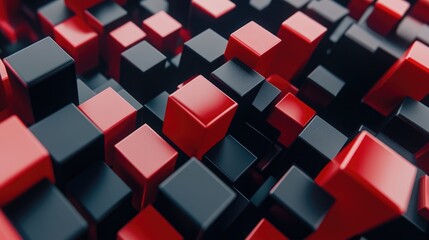Abstract background featuring 3D rendered red and black cubes