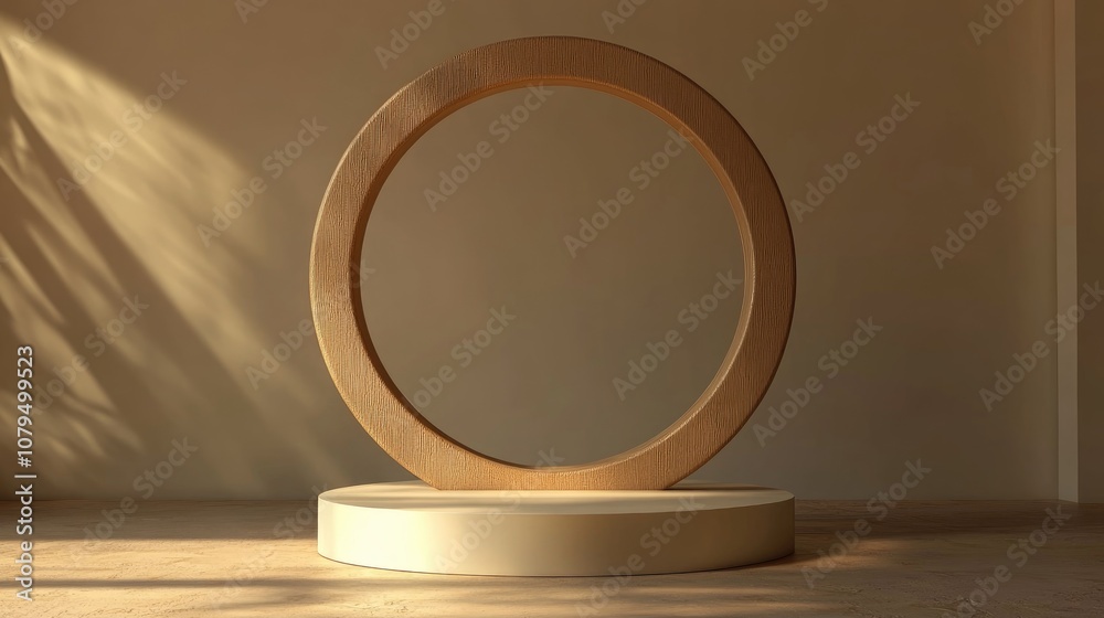 Poster 3d circular podium within a frame designed for showcasing products