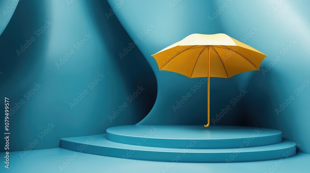 Fototapete 3d rendering of an abstract geometric podium background minimalistic empty showcase template blue se