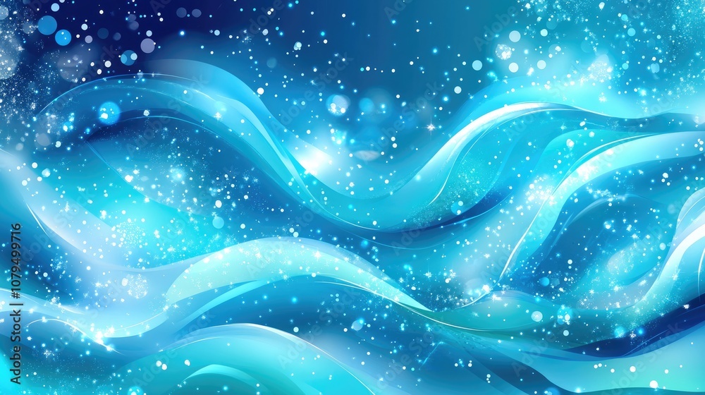 Leinwandbilder vibrant abstract background featuring dynamic blue and turquoise waves adorned with sparkles water d