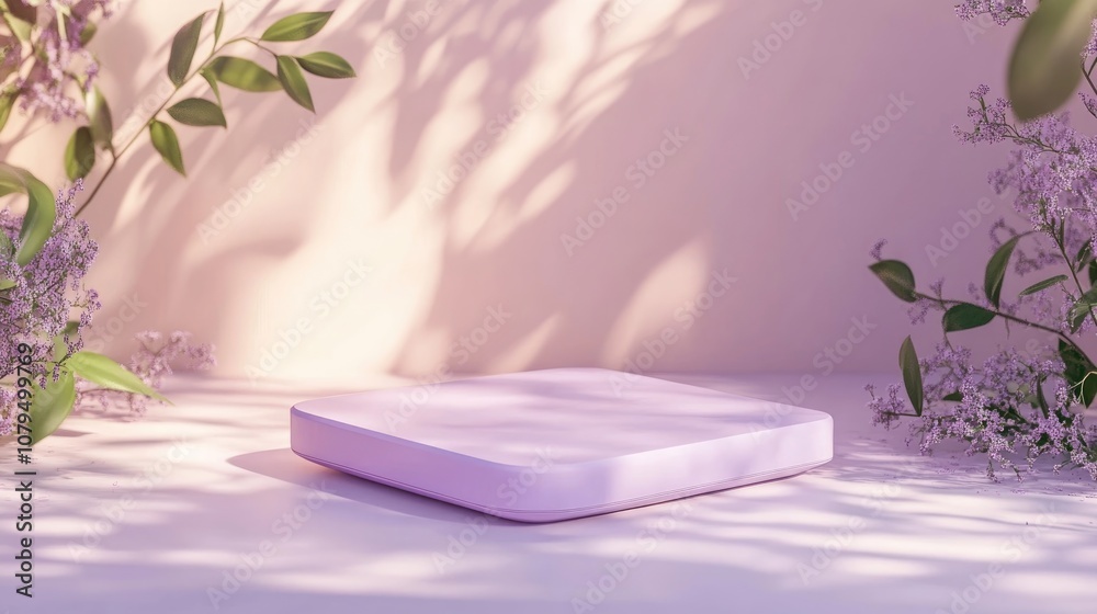 Aufkleber empty purple baby square podium with a hipster abstract background 3d illustration of abstract platf
