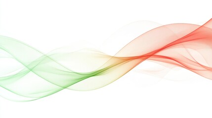 Obraz premium Abstract wavy lines in red, green, and yellow on a white background.