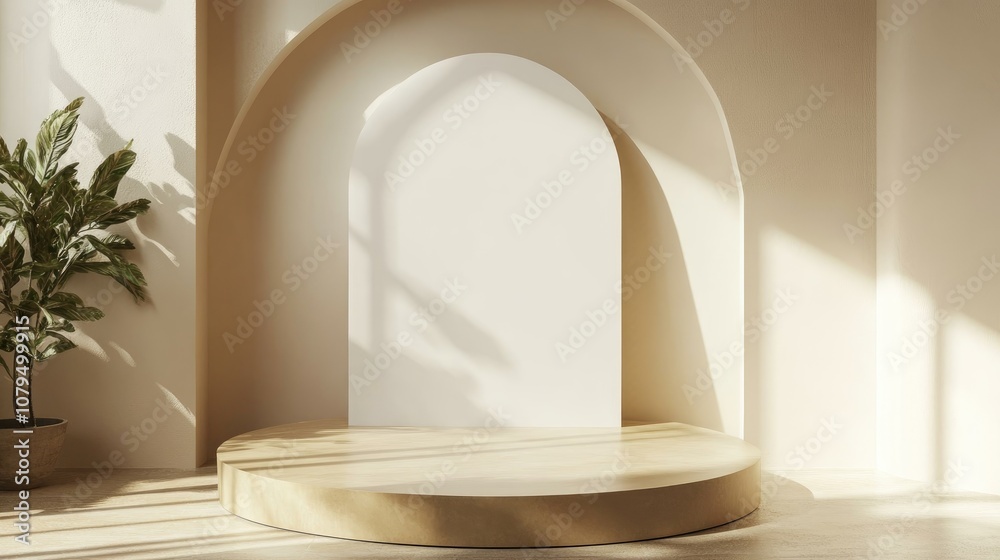 Poster 3D podium featuring blank space for product presentation display Graphic rendering design
