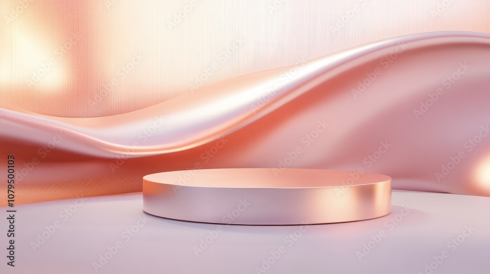 Aufkleber Elegant metallic podium platform designed for showcasing products Contemporary abstract shape for displaying items 3D rendering