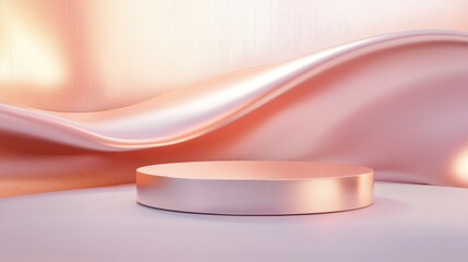 Elegant metallic podium platform designed for showcasing products Contemporary abstract shape for displaying items 3D rendering