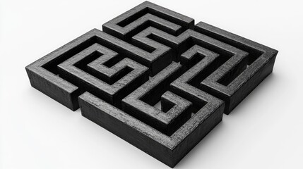 Square shaped black corner maze on a white background